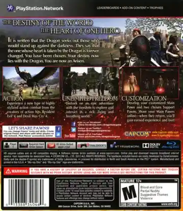 Dragon's Dogma (USA) (v1.05) (Disc) (Update) box cover back